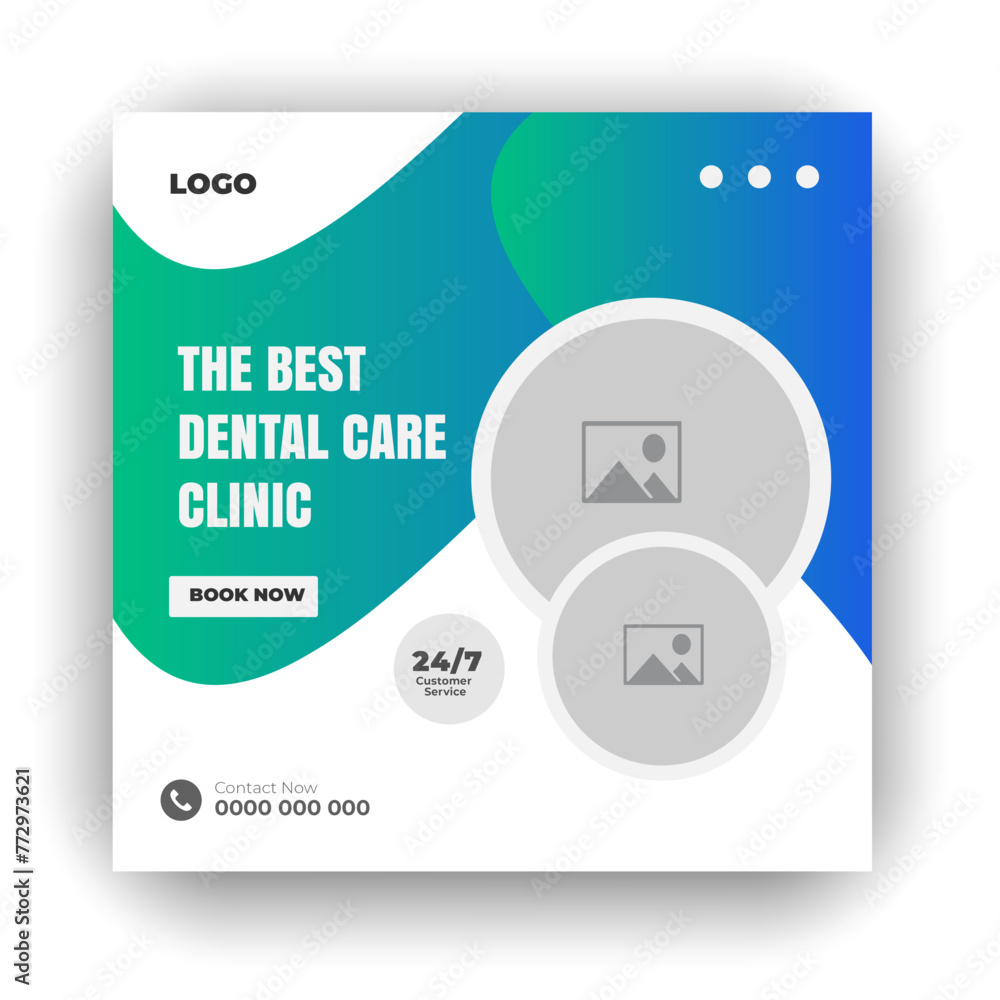 Healthcare social media post cover banner design set and elegant modern abstract clinic report smooth gradient background shape color bundle template