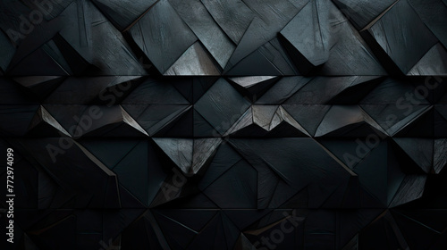 Close-up of patterned black wall with triangles