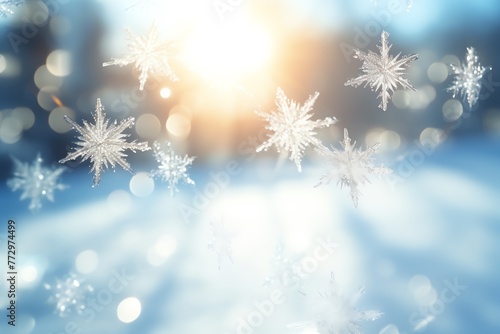 a group of snowflakes on a blue background © Irina