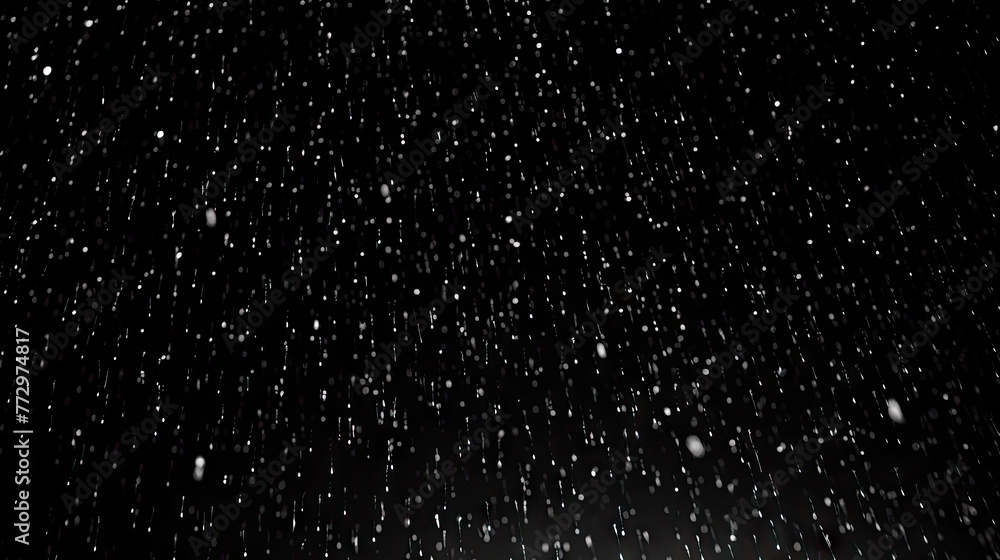 Snow falling against a dark background with a street light - obrazy, fototapety, plakaty 