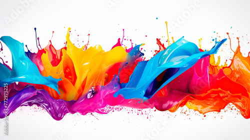 Colorful liquid splash on white surface