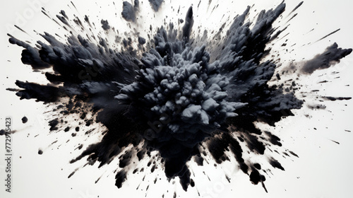Black and white ink explosion close-up