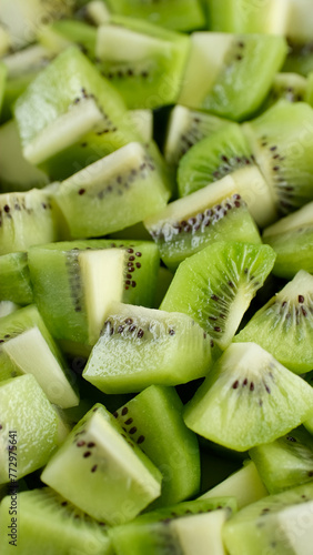 Chopped kiwi fruit close up