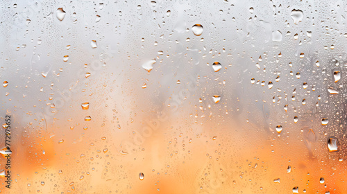 A rainy window close-up with water droplets
