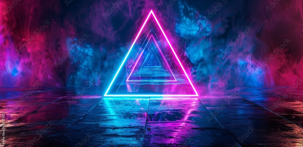 Neon Triangle A Glowing Tribute to the Monthly Full Moon Generative AI