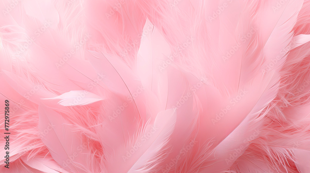 Soft pink feathers texture on a white background