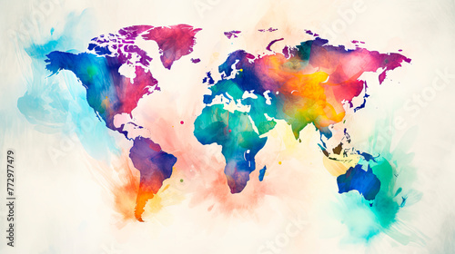 Watercolor map in bright colors