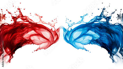 Ink splashing red blue rivalry merger