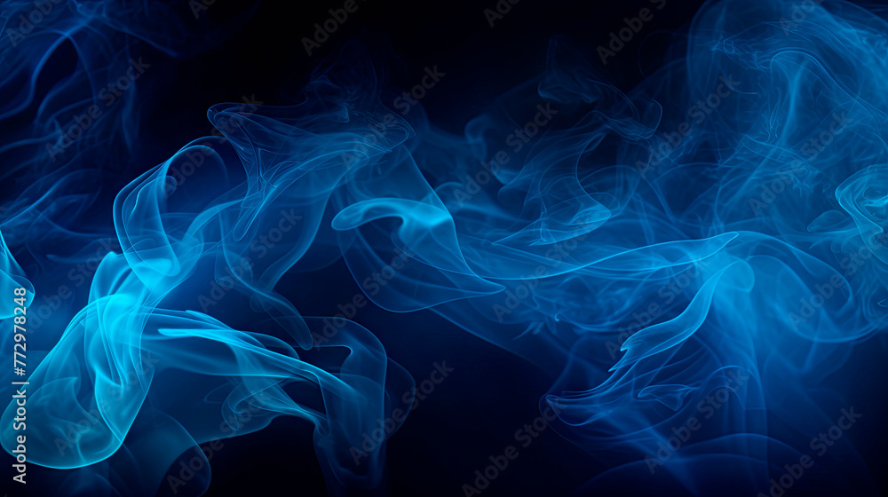 Blue and white smoke on a dark background