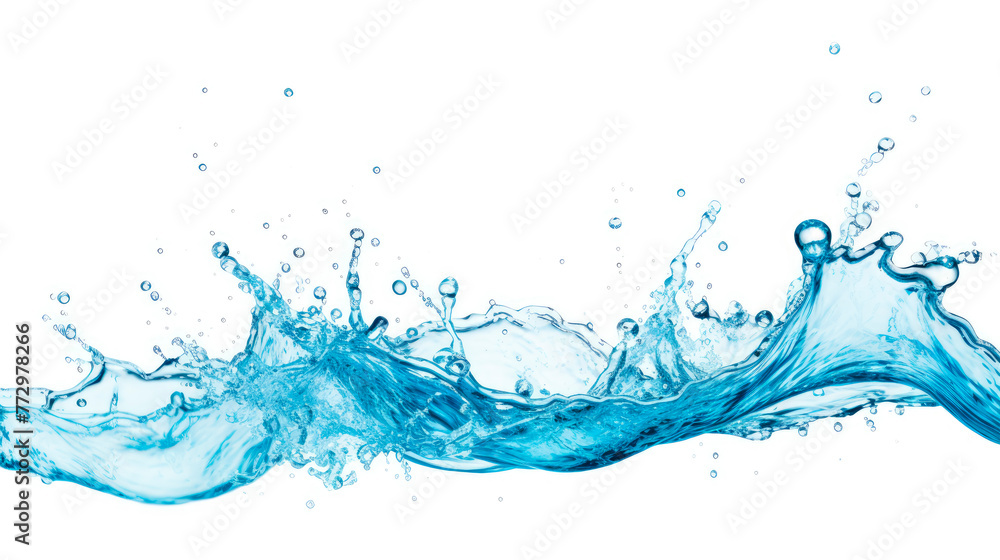 A blue water wave close-up with bubbles A blue water wave close-up with bubbles