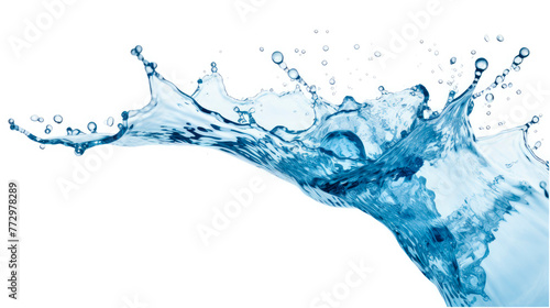 Blue water splash with bubbles