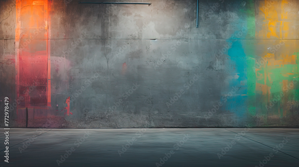 Naklejka premium Colorful painting on dark concrete wall