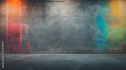 Colorful painting on dark concrete wall photo