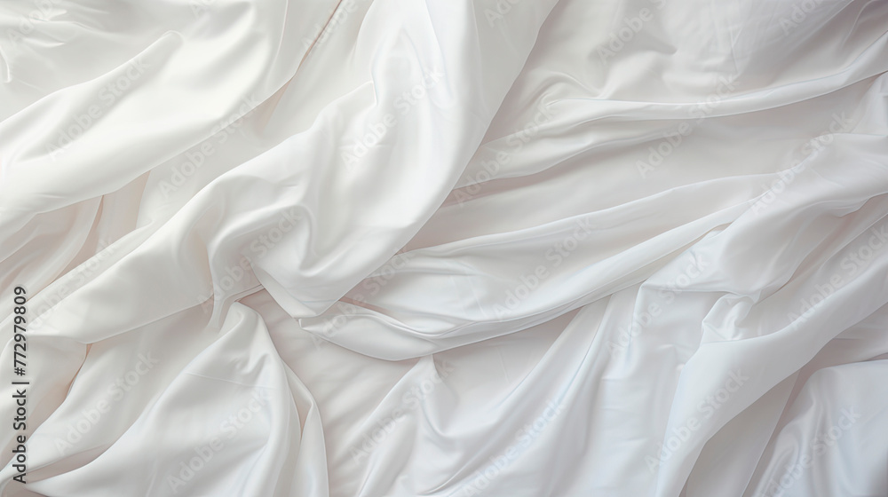 White bed with pillow and blanket White bed with pillow and blanket