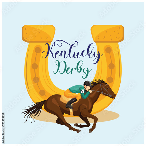 Vector illustration Kentucky Derby, House riding editable post banner template
