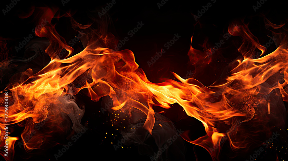Flames of fire over a dark background Flames of fire over a dark background
