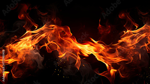 Flames of fire over a dark background