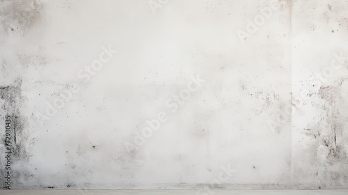 White concrete wall with a fresh coat of white paint and a section covered in black mold photo