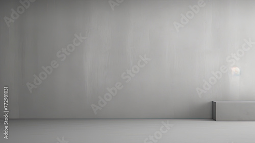 Empty grey room with white walls and floor