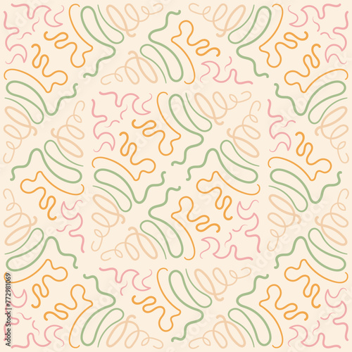 Abstract retro seamless pattern. Doodle ornament endless background. Vector flat illustration