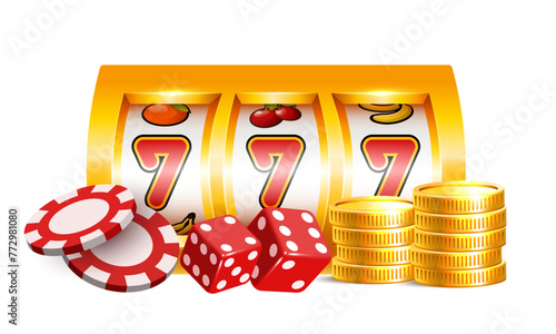 Casino illustration. Vector 3D elements on the theme of casinos and gambling.