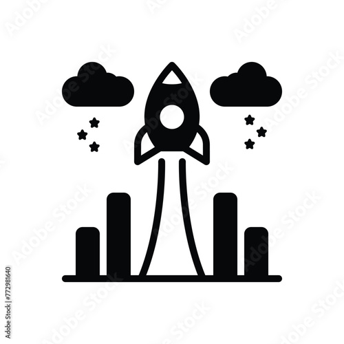 Black solid icon for growth