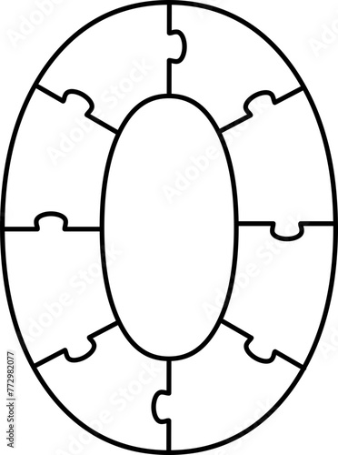 0 Zero Puzzle Number Jigsaw Game Outline