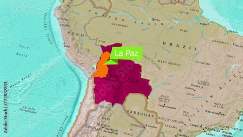 map of La Paz, the capital of Bolivia.Zooming In: Exploring the Details of the La Paz Map	 photo