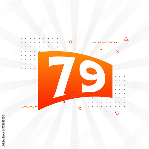 79 number vector font alphabet. Number 79 with decorative element stock vector