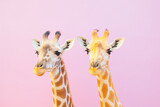 two giraffes looking at the camera
