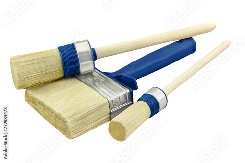 3 Various sorts of painting brushes isolated on white background © PhotoSG