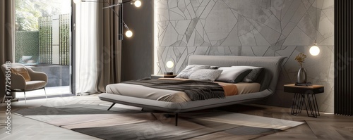 Naklejka Modern bedroom interior with stylish furniture