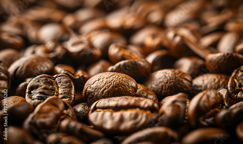 Close up on coffee beans. Morning aromas,Generative AI