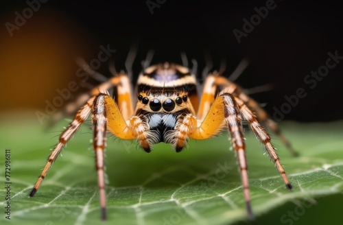 Large spider looking at the camera, macro photo