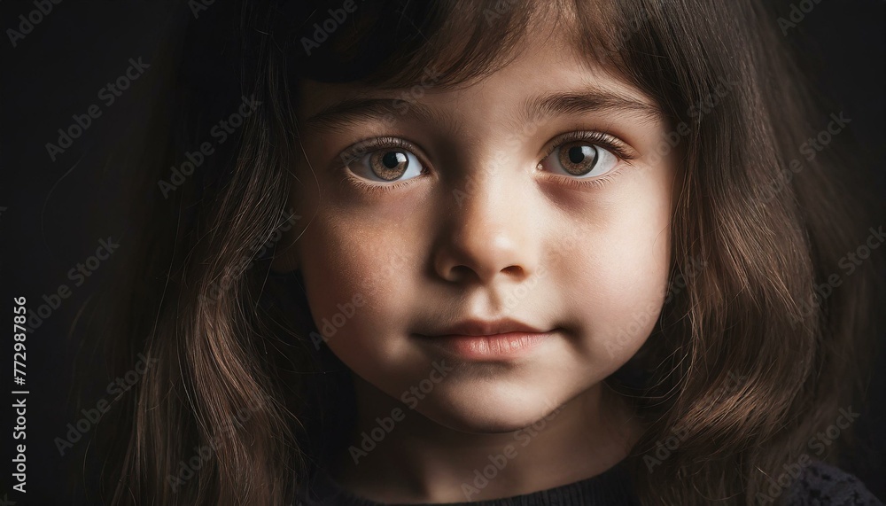 Girl portrait close up, detailed studio photo on black background Girl portrait close up, detailed studio photo on black background