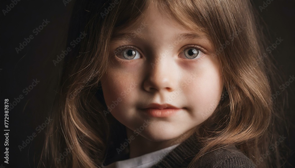Girl portrait close up, detailed studio photo on black background Girl portrait close up, detailed studio photo on black background