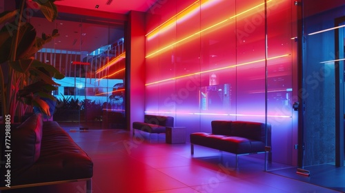 Modern interior with neon lights