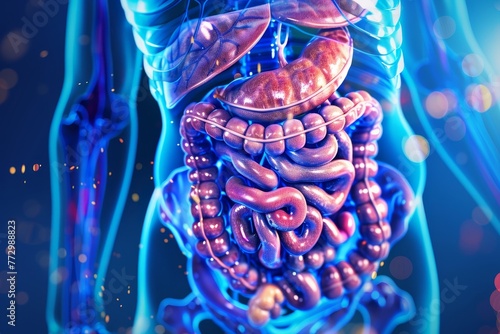 Inner Journey: Vibrant 3D Illustration of Human Digestive System