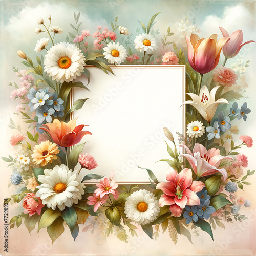 Romantic Floral Delight: Watercolor Art Background for Wedding Invitations © Parichart