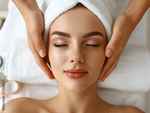 a woman getting a face massage