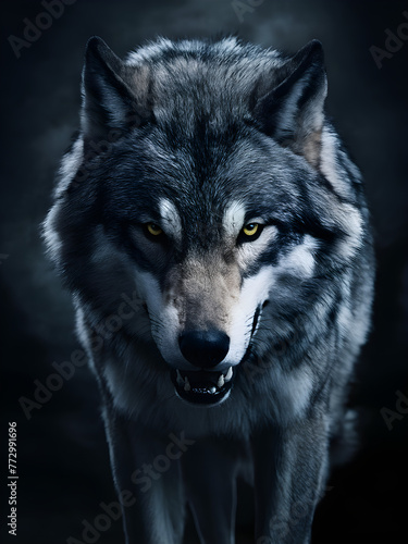 A threatening wolf facing the camera. © Jérôme