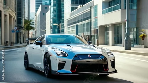 Sleek Nissan GT-R Showcasing Power in Urban Setting photo