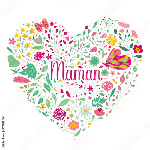 Coeur en fleurs pour la fête des mamans