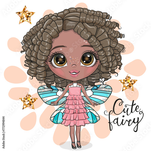 Cartoon fairy girl on a white background