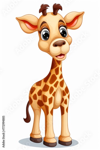 Cute giraffe cartoon character isolated on white background, perfect for children illustrations