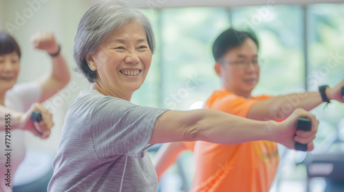 asia senior couple, age 50, healthy, happiness, have activity together