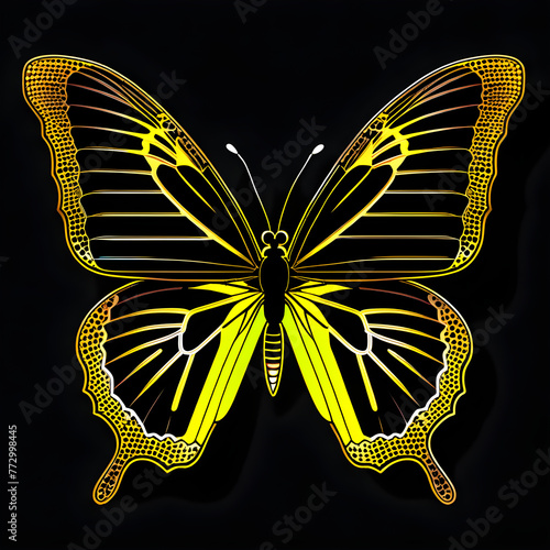 Captivating Gold Neon Butterfly Icon: Elegant and Radiant(Generative AI)