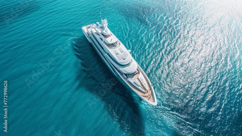 Luxury Yacht Cruising on Calm Waters, perfect for themes of travel, leisure, and high-end lifestyle