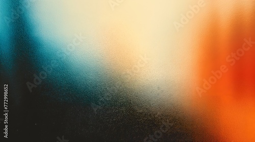 Grainy background abstract surface, vintage backdrop with contrast gradient on blue and orange colors