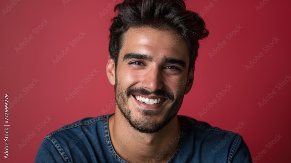 Fototapeta premium Radiant Smile and Positivity - A Man's Portrait in Natural Light - Generative AI